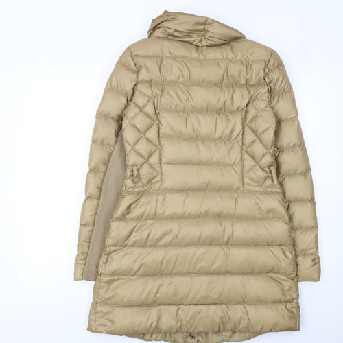 Pinko Women's Beige Long Quilted Puffer Coat Size 12