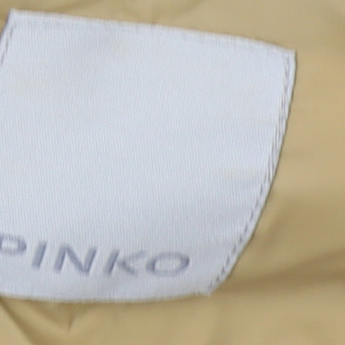 Pinko Women's Beige Long Quilted Puffer Coat Size 12