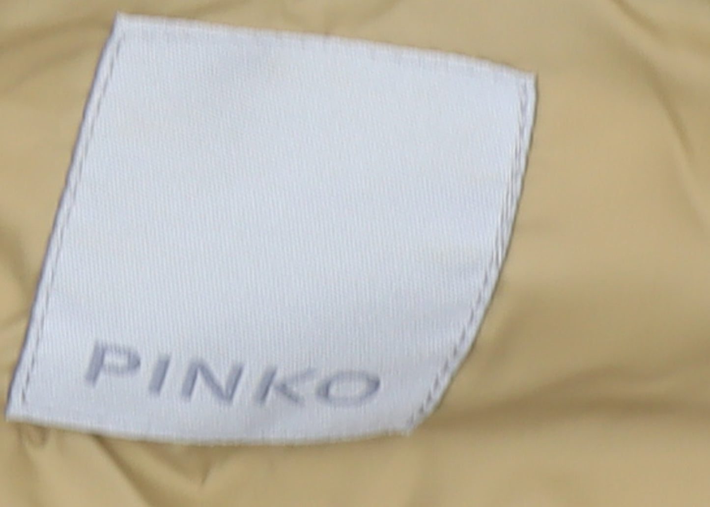 Pinko Women's Beige Long Quilted Puffer Coat Size 12