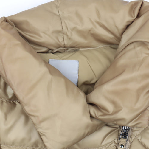 Pinko Women's Beige Long Quilted Puffer Coat Size 12