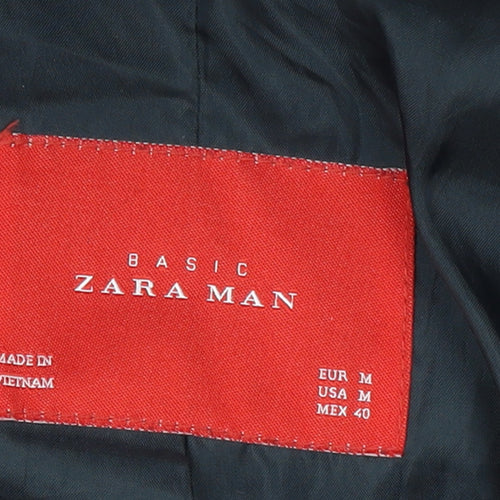Zara Man Black Quilted Biker Jacket Men's Medium Full Zip Casual