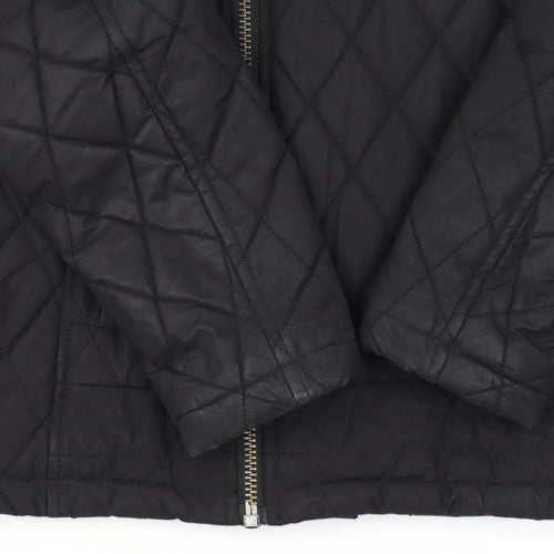 Zara Man Black Quilted Biker Jacket Men's Medium Full Zip Casual