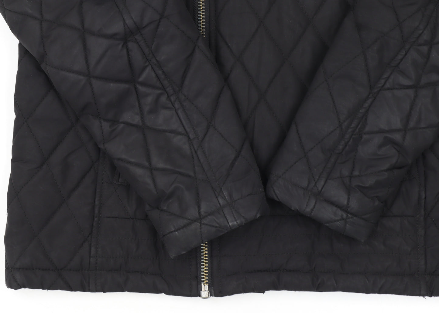 Zara Man Black Quilted Biker Jacket Men's Medium Full Zip Casual