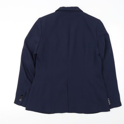 H&M Women's Blue Single-Breasted Blazer Size 14 Polyester Lined