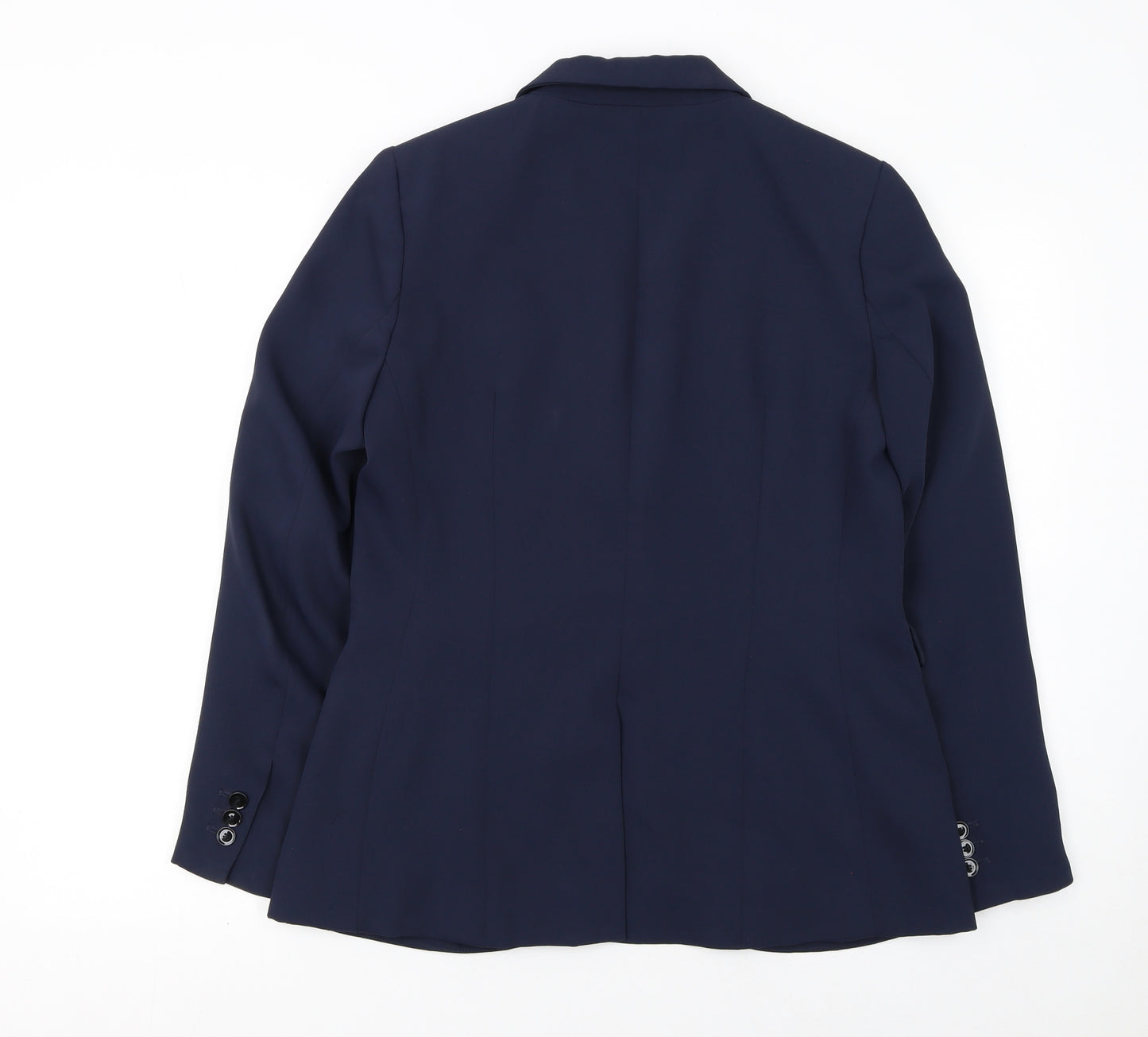 H&M Women's Blue Single-Breasted Blazer Size 14 Polyester Lined