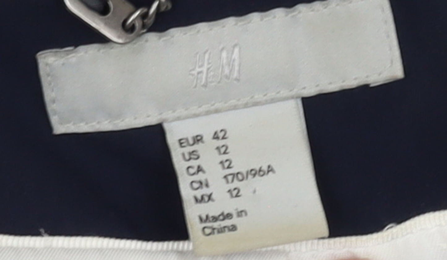 H&M Women's Blue Single-Breasted Blazer Size 14 Polyester Lined