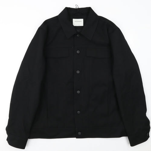 Marks and Spencer Autograph Men's Black L Twill Wool Blend Button Jacket