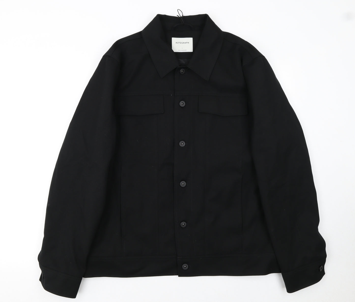 Marks and Spencer Autograph Men's Black L Twill Wool Blend Button Jacket