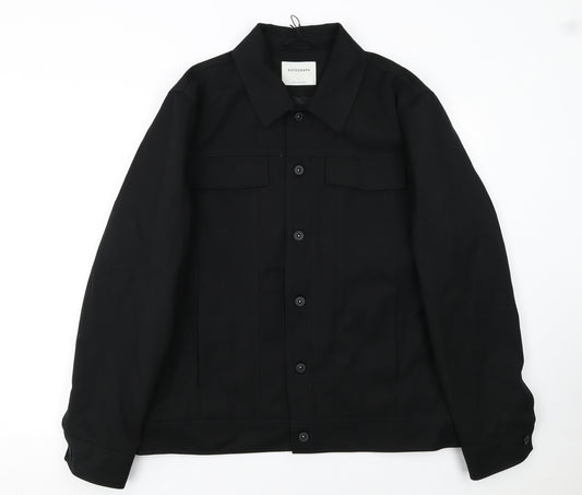 Marks and Spencer Autograph Men's Black L Twill Wool Blend Button Jacket