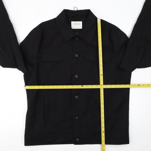 Marks and Spencer Autograph Men's Black L Twill Wool Blend Button Jacket