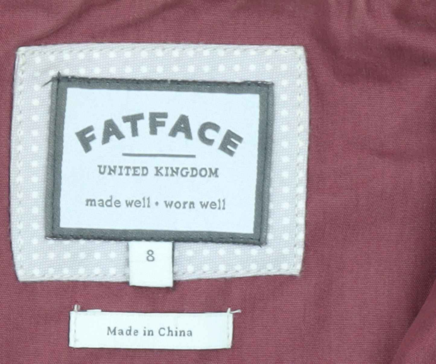 FatFace Women's Purple Hooded Toggle Jacket Size 8 Cotton Blend