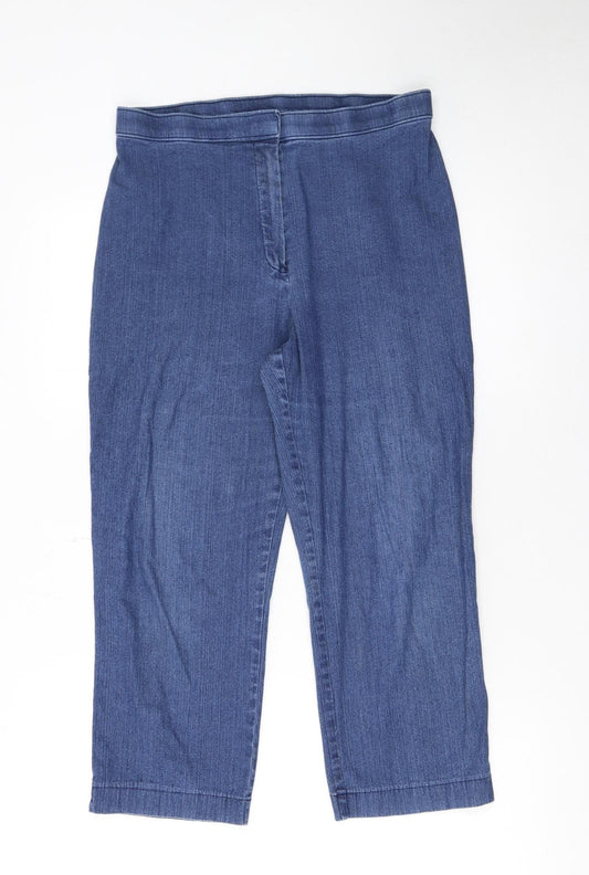 Marks and Spencer Women Blue Stretch Denim Straight Jeans Size 14