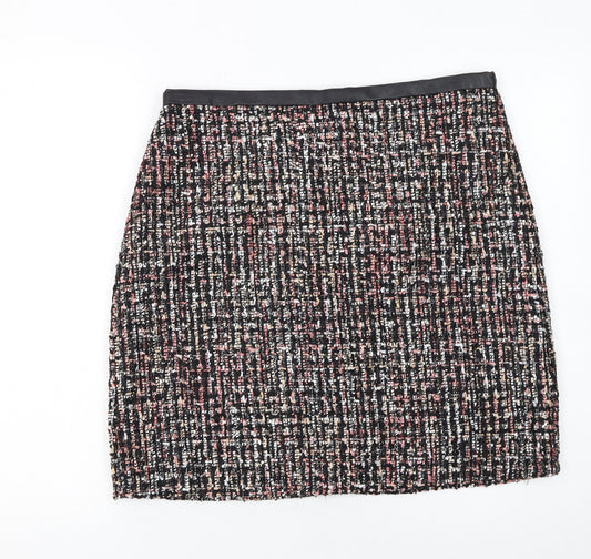 M&Co Women Black Tweed Knee Length Pencil Skirt Size 14
