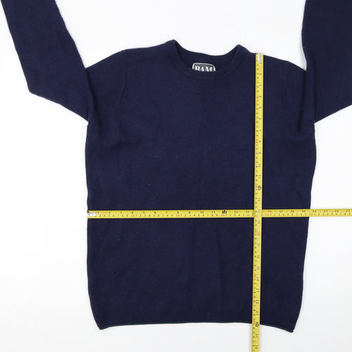 BAM Men's Blue Crew Neck Merino Wool Bamboo Pullover Jumper Size S