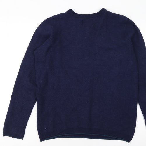 BAM Men's Blue Crew Neck Merino Wool Bamboo Pullover Jumper Size S
