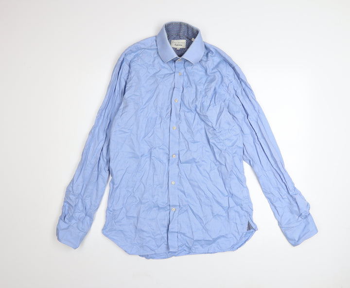 Ted Baker Men’s Blue Cotton Long Sleeve Button-Up Shirt Size 15.5