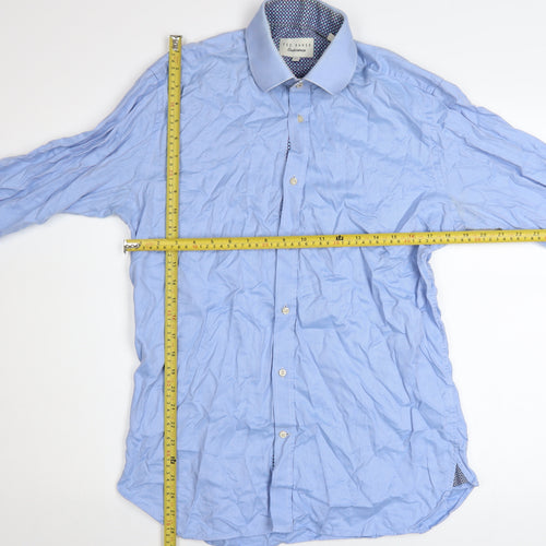Ted Baker Men’s Blue Cotton Long Sleeve Button-Up Shirt Size 15.5