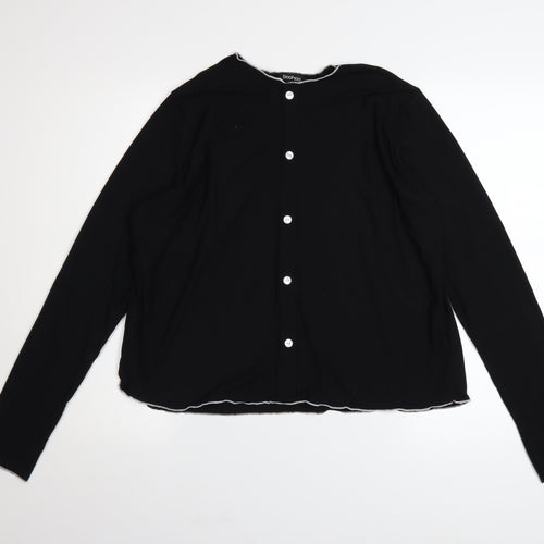 Boohoo Womens Black Long Sleeve Button-Up Plus Size 20 Top