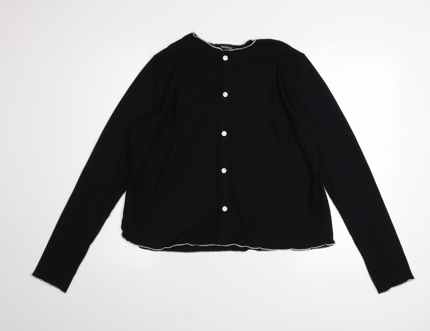 Boohoo Womens Black Long Sleeve Button-Up Plus Size 20 Top