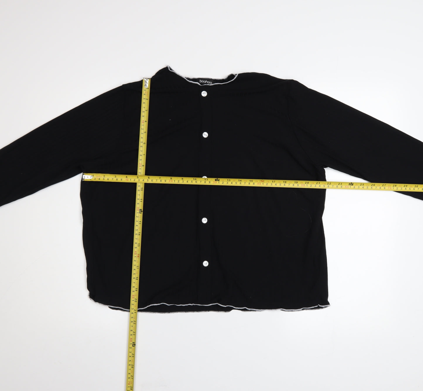 Boohoo Womens Black Long Sleeve Button-Up Plus Size 20 Top