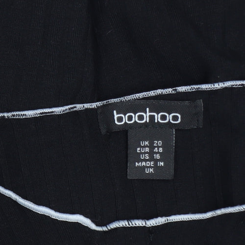 Boohoo Womens Black Long Sleeve Button-Up Plus Size 20 Top