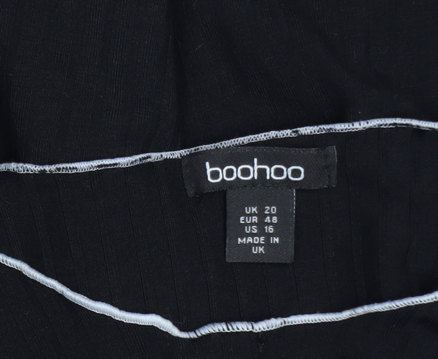 Boohoo Womens Black Long Sleeve Button-Up Plus Size 20 Top