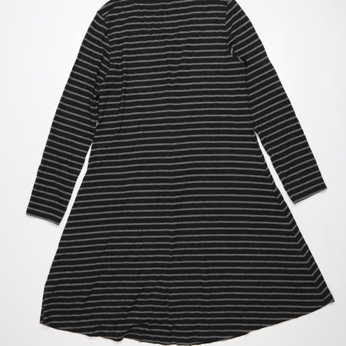 Capri Clothing Women’s Black Striped A-Line Jersey Dress XS Long Sleeve