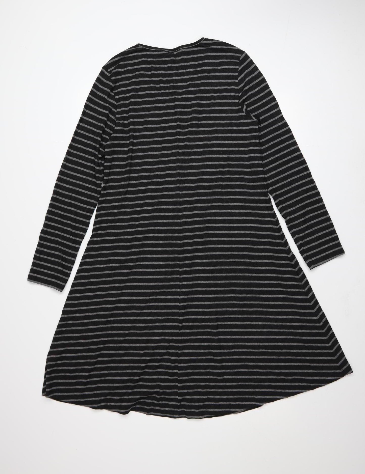 Capri Clothing Women’s Black Striped A-Line Jersey Dress XS Long Sleeve