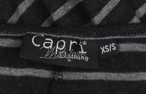 Capri Clothing Women’s Black Striped A-Line Jersey Dress XS Long Sleeve