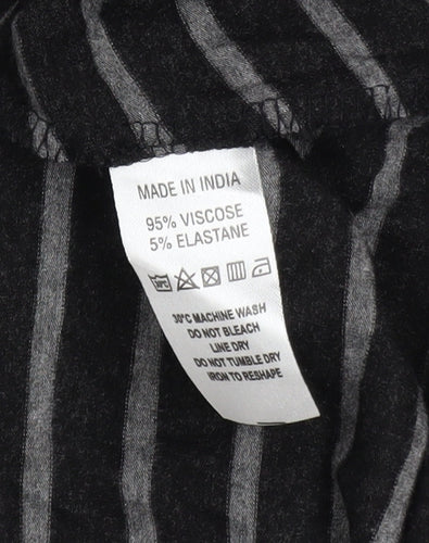 Capri Clothing Women’s Black Striped A-Line Jersey Dress XS Long Sleeve