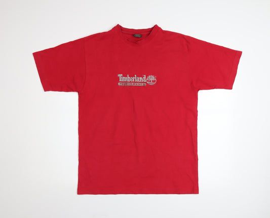 Timberland Men's Red Cotton Logo Polo Shirt Size S