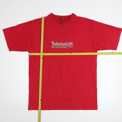 Timberland Men's Red Cotton Logo Polo Shirt Size S