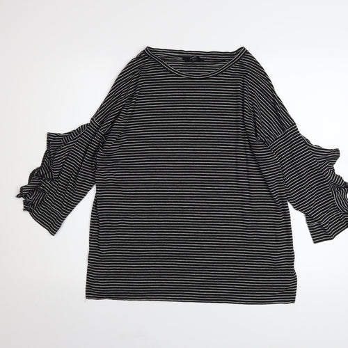 Next Women’s Black Striped Cold Shoulder Jersey Top Size 12