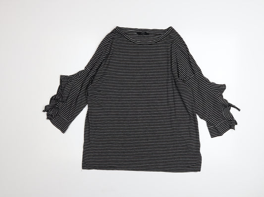 Next Women’s Black Striped Cold Shoulder Jersey Top Size 12