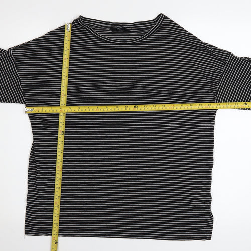 Next Women’s Black Striped Cold Shoulder Jersey Top Size 12