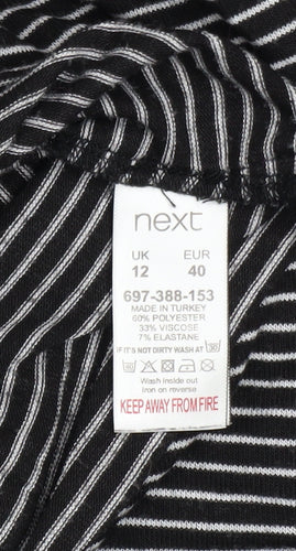 Next Women’s Black Striped Cold Shoulder Jersey Top Size 12