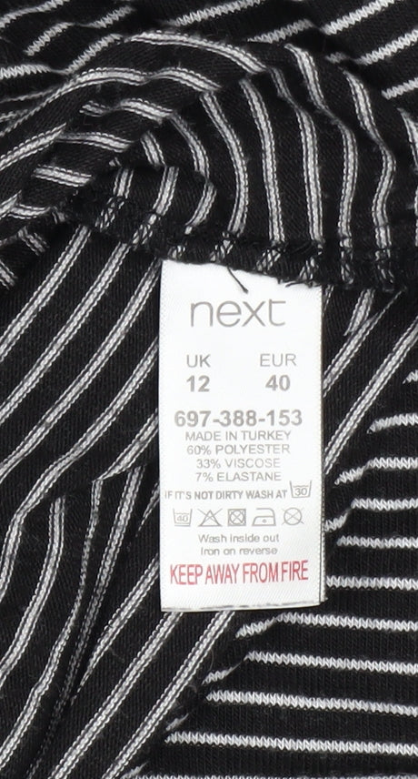 Next Women’s Black Striped Cold Shoulder Jersey Top Size 12