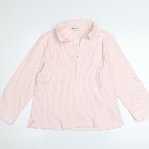 Bonmarché Women’s Pink Long Sleeve Cotton Tunic Blouse Size L
