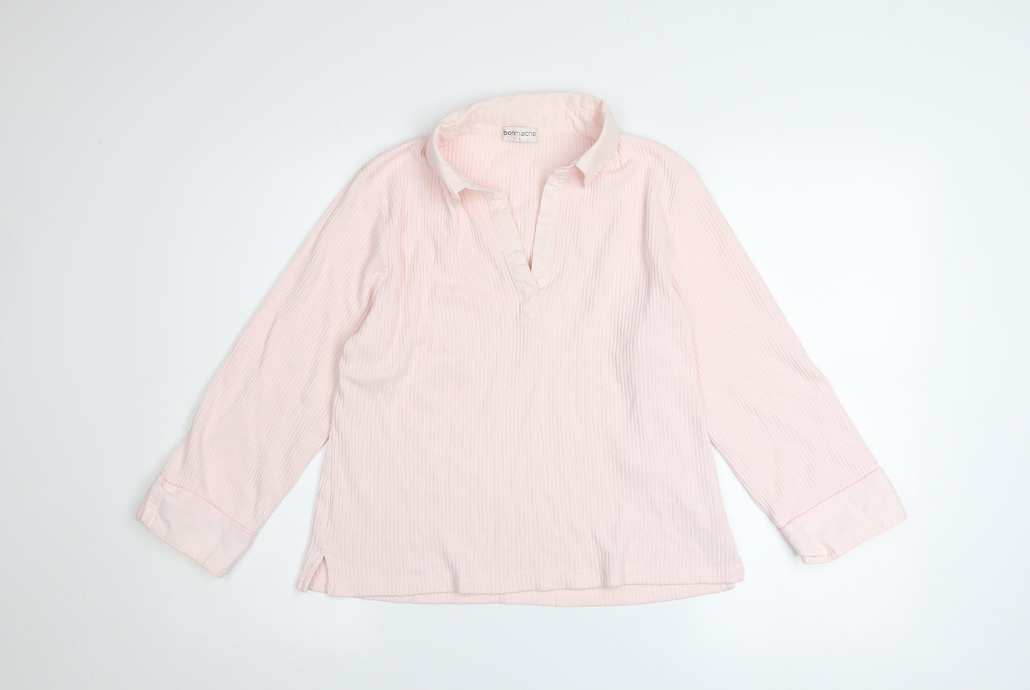 Bonmarché Women’s Pink Long Sleeve Cotton Tunic Blouse Size L