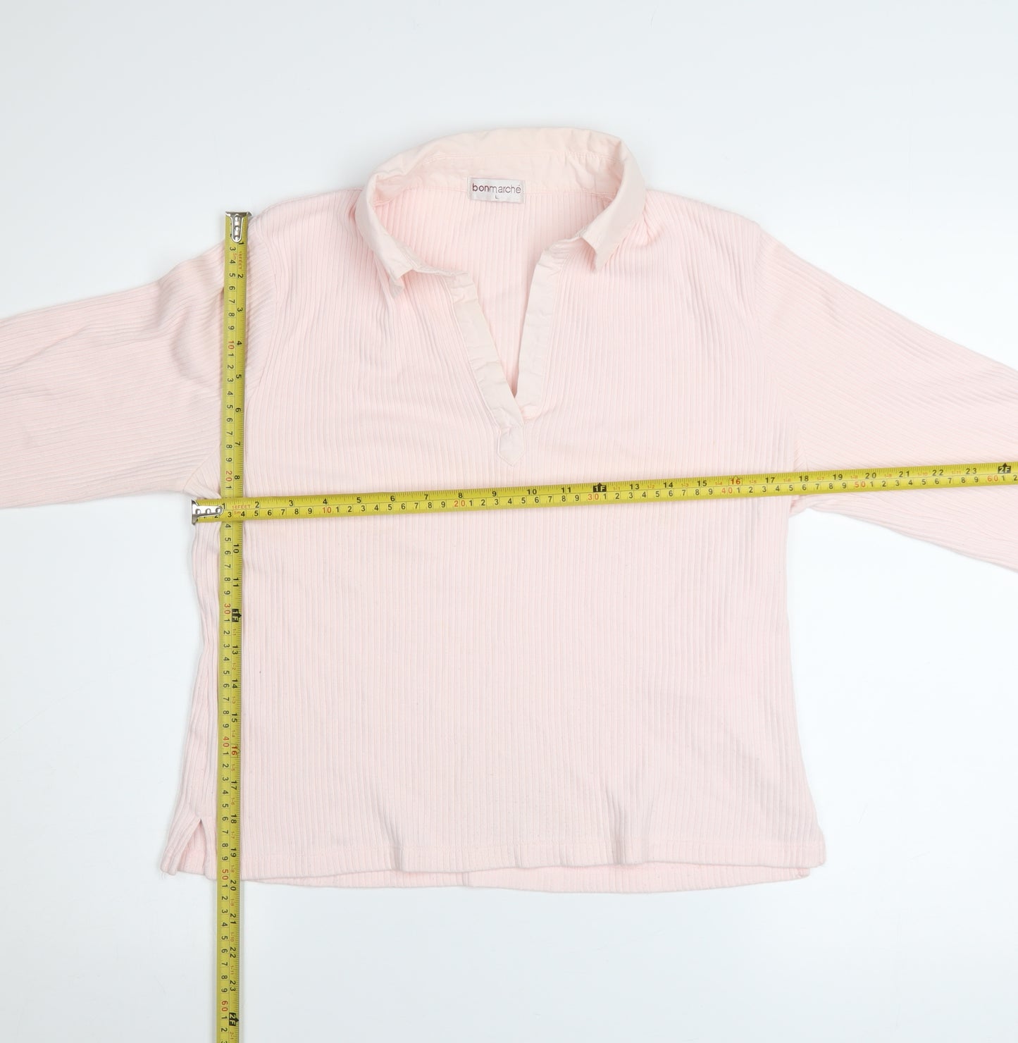 Bonmarché Women’s Pink Long Sleeve Cotton Tunic Blouse Size L