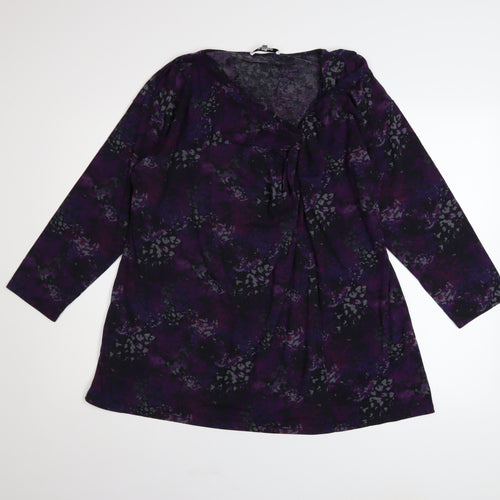 Anise Women Purple Floral Long Sleeve Tunic Blouse Size 22