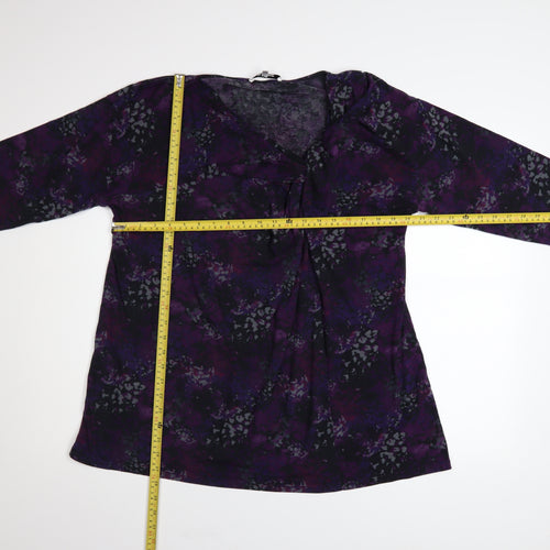 Anise Women Purple Floral Long Sleeve Tunic Blouse Size 22