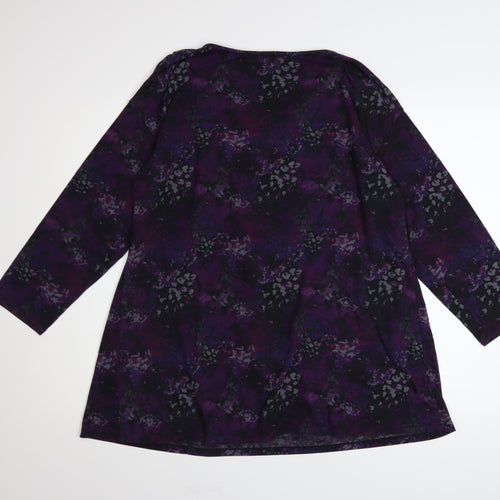Anise Women Purple Floral Long Sleeve Tunic Blouse Size 22