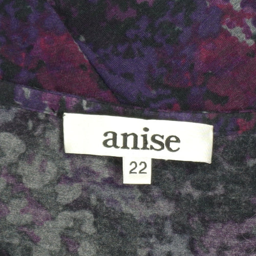 Anise Women Purple Floral Long Sleeve Tunic Blouse Size 22