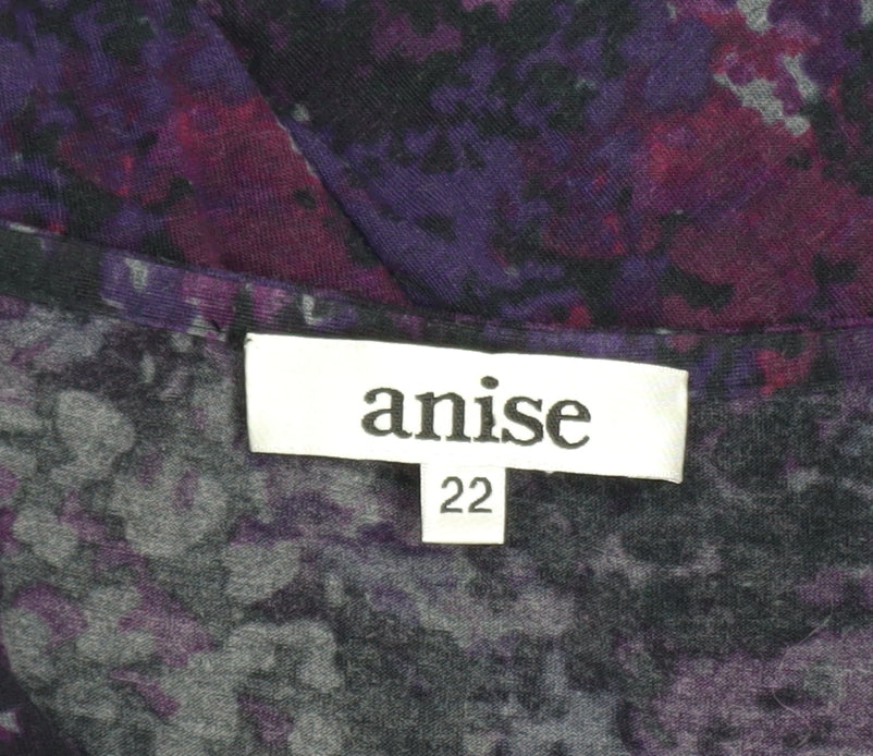 Anise Women Purple Floral Long Sleeve Tunic Blouse Size 22