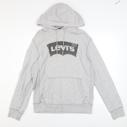 Levi's Men's Grey Pullover Hoodie S Classic Fit Logo Sweatshirt