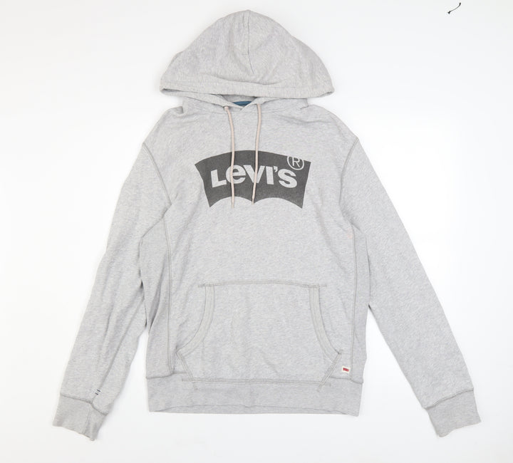 Levi's Men's Grey Pullover Hoodie S Classic Fit Logo Sweatshirt