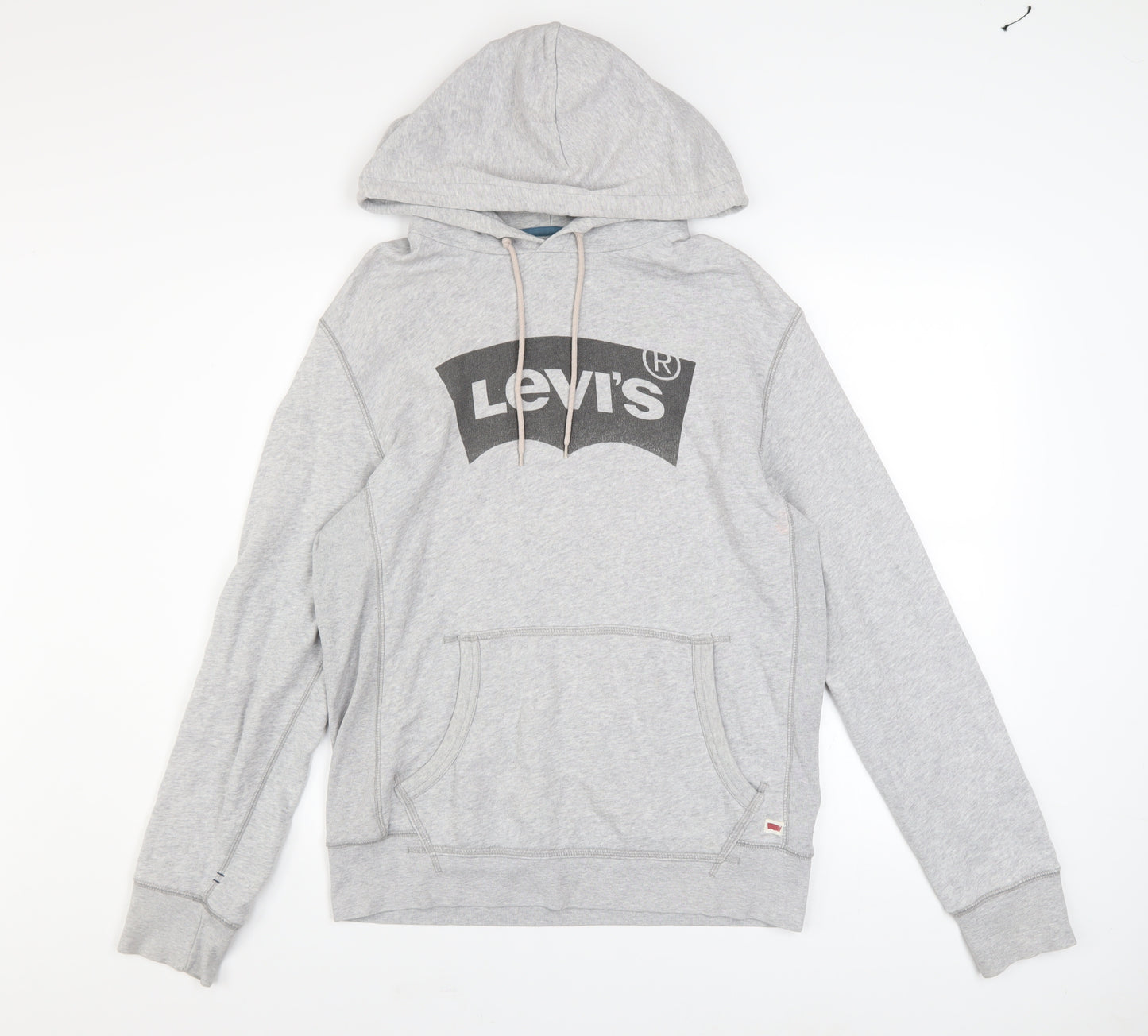 Levi's Men's Grey Pullover Hoodie S Classic Fit Logo Sweatshirt