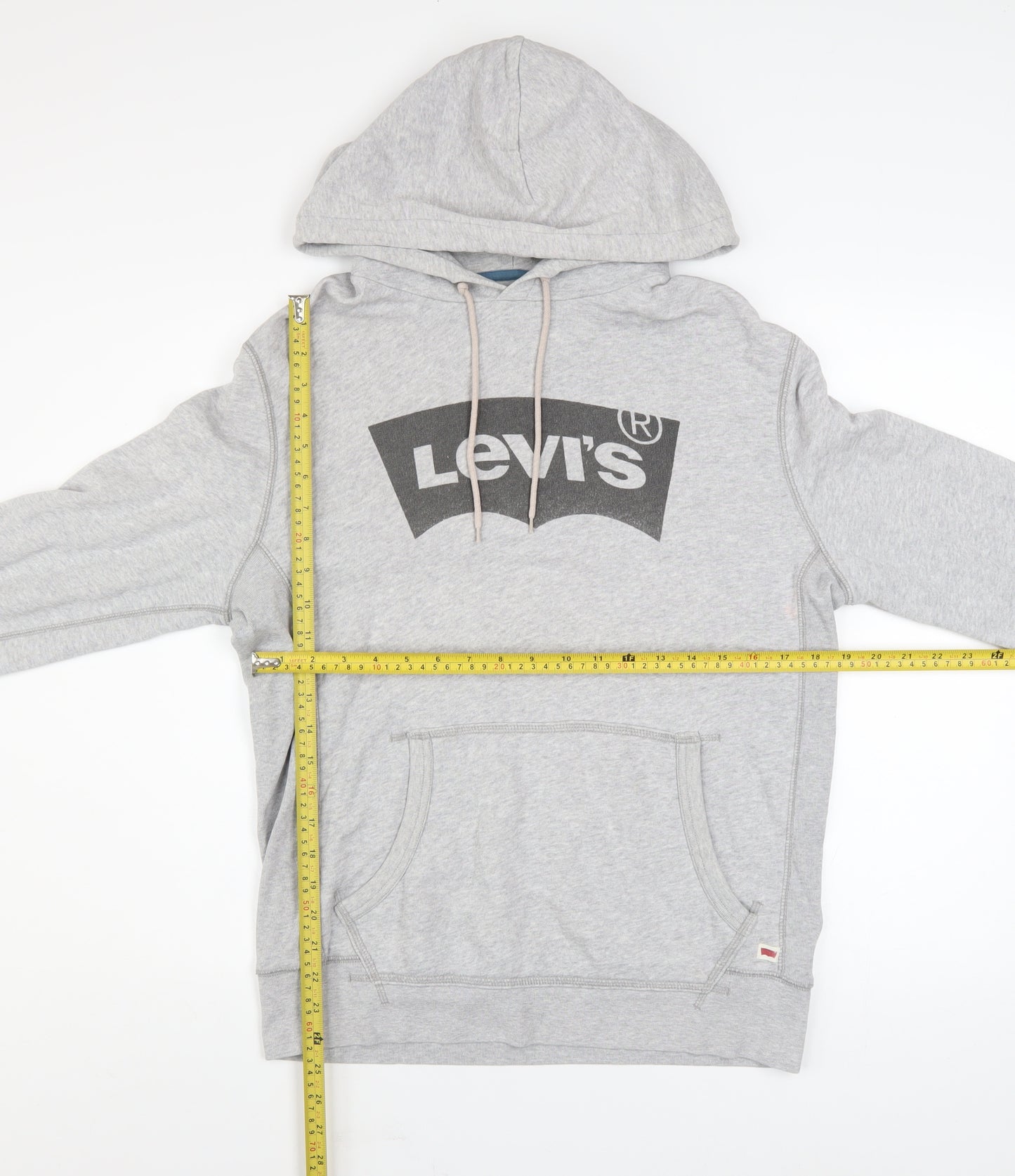 Levi's Men's Grey Pullover Hoodie S Classic Fit Logo Sweatshirt