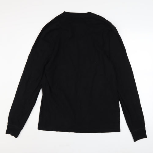 River Island Men's Black Long Sleeve Stockholm Graphic Cotton Top Size M